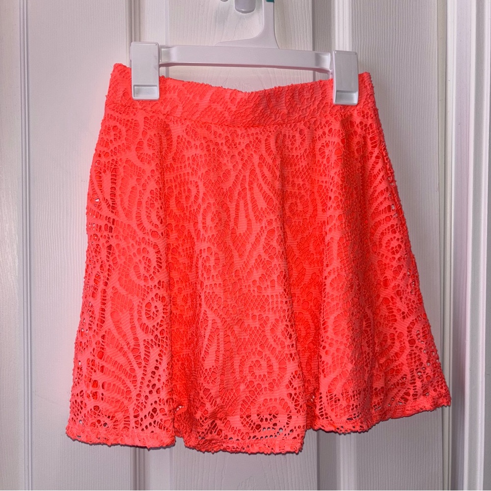 Aeropostale Bright Coral Lace Mini Skirt